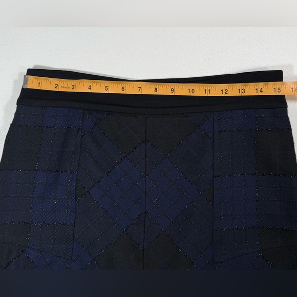 Diane von Furstenberg Quilted Wool Plaid Skirt Size 12 - Picture 5 of 11